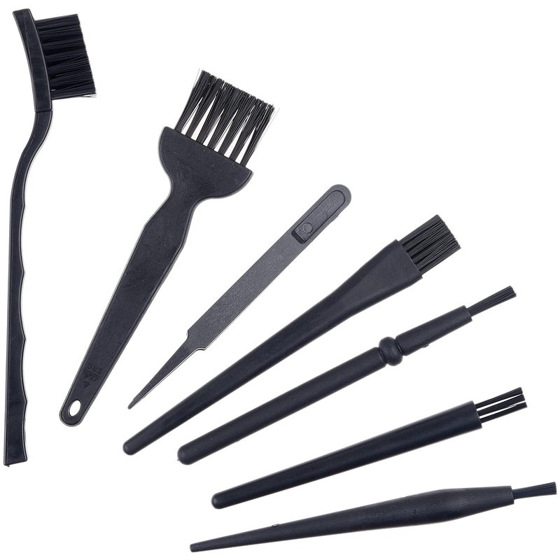 Camkix Multi-Purpose Brushes (Black) - 9 Pack - 7X Multi-Sized Brushes, 1x Anti-Static Tweezers, 1x Cleaning Cloth - Small Gaps - Computers, Keyboards, PCBs, Vents, Car Interior, Window Track - Image 1